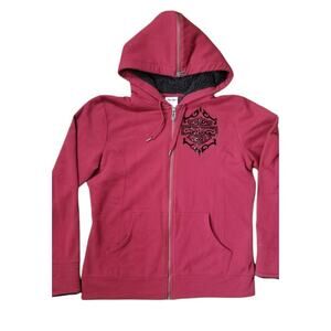 Harley Davidson Hooded Sweatshirt Maroon Full Zip Large